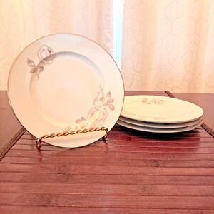 Johann Haviland Bavaria Germany Sweetheart Rose Bread Plates -  Set of 4 - VGC